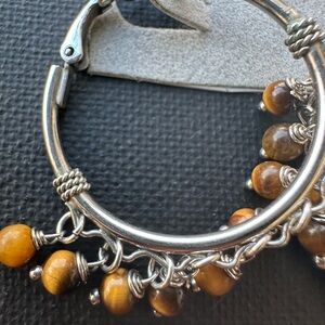 sterling silver Tigers Eye hoop earrings